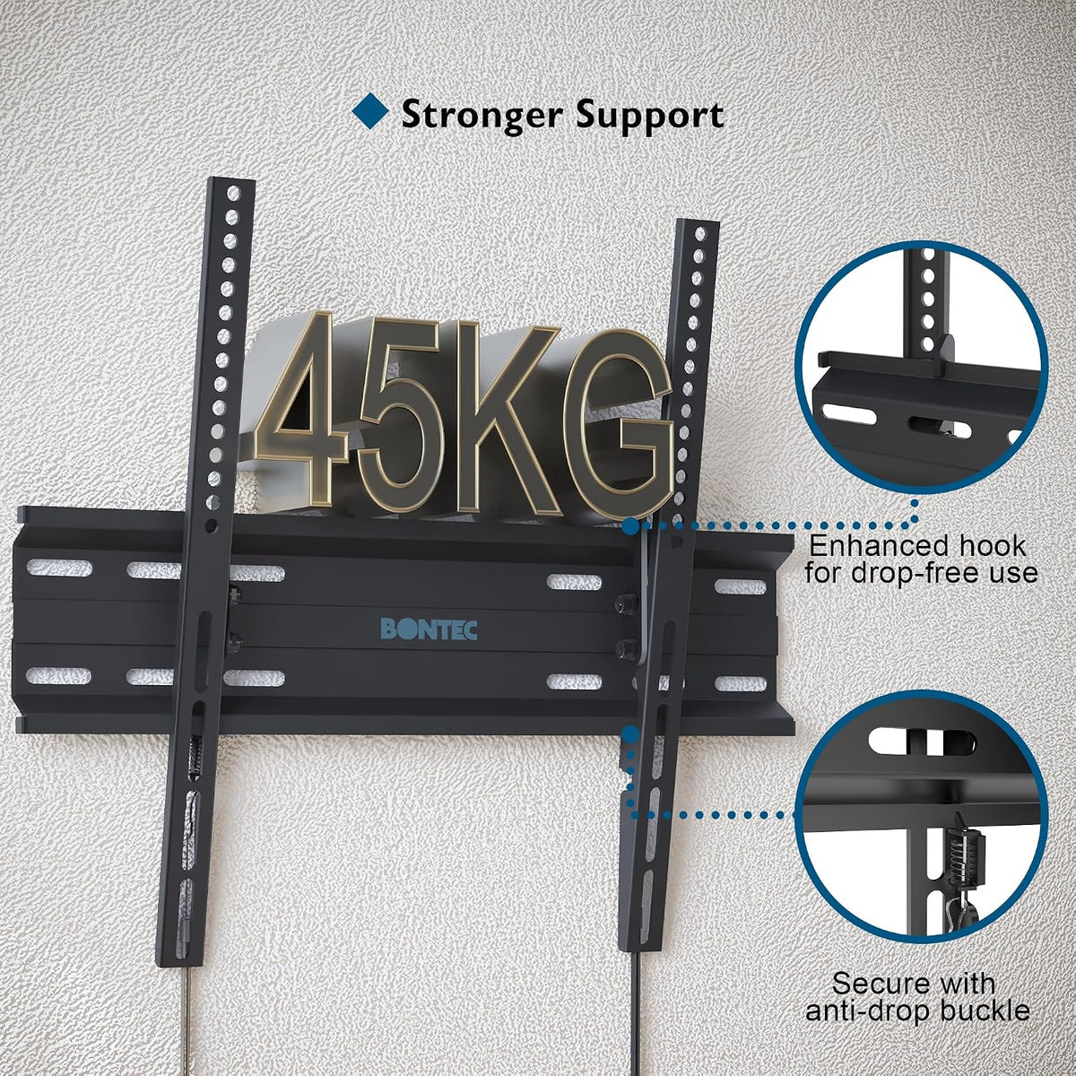 BONTEC TV Wall Bracket, Tilting TV Wall Mount for 23-60 Inch TVs, 45 kg