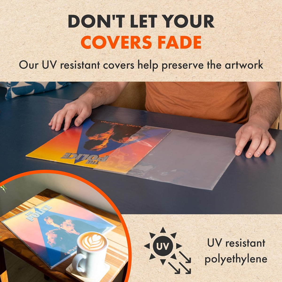 SPINCARE 50x 12 Inch Density UV Protection Outer Vinyl Record Sleeves