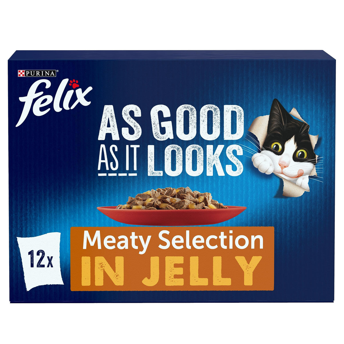 FELIX Tasty Shreds Adult Wet Cat Food Mixed Selection in Gravy Chicken, Beef, Tuna, Salmon 40 x 80g Pouches
