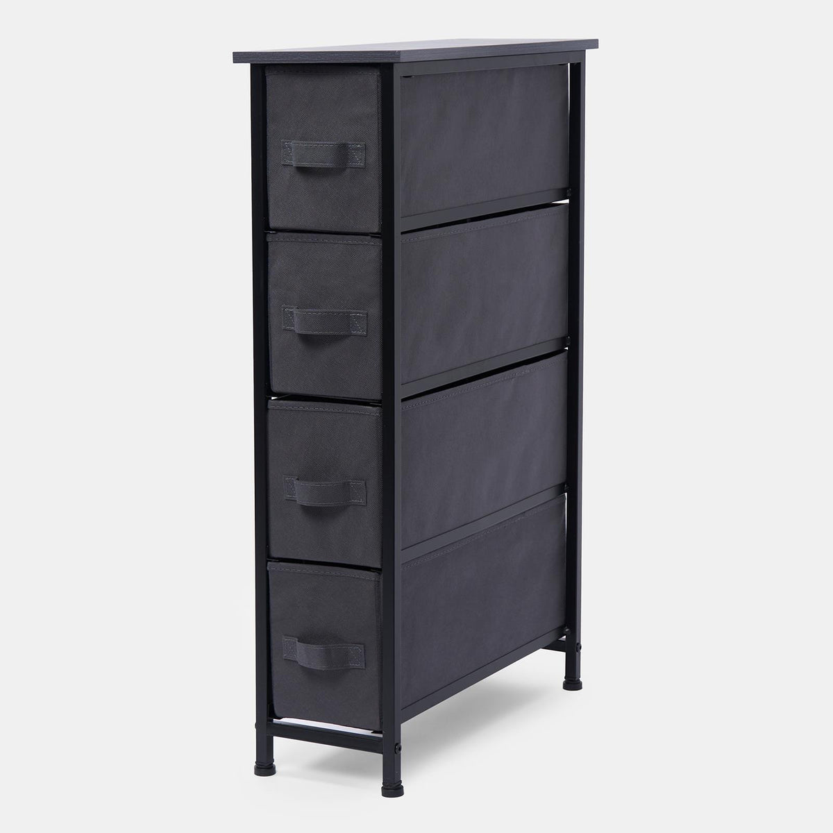 Narrow 4 Drawer Storage Cabinet Bedside Table Unit Clothes Home Fabric Organiser