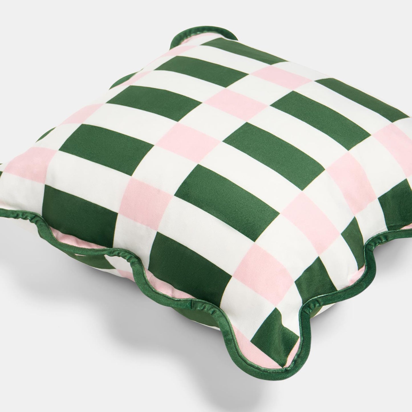 OHS Checkerboard Cushion Covers Scallop Edge Matte Velvet Square Pillowcases