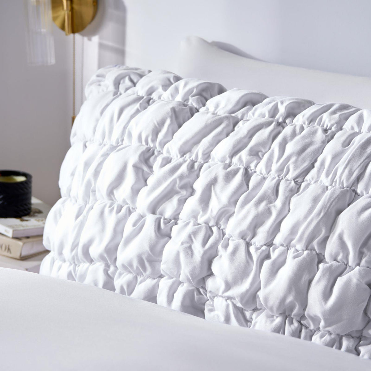 OHS Filled Quilted Seersucker Duvet Cover Bedding Set