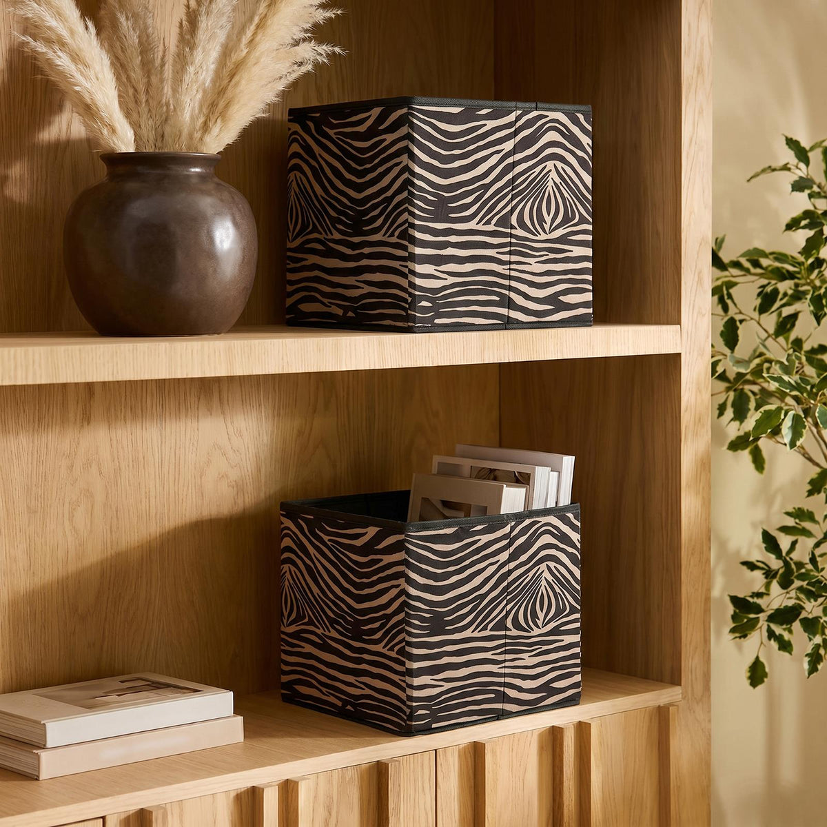 OHS Storage Cube Boxes Animal Print 2/4 Pack Folding Shoe Organiser Tidy Set