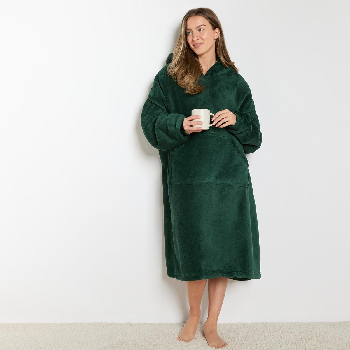 OHS Extra Long Hoodie Blanket Oversized Soft Sherpa Fleece Giant Sweatshirt