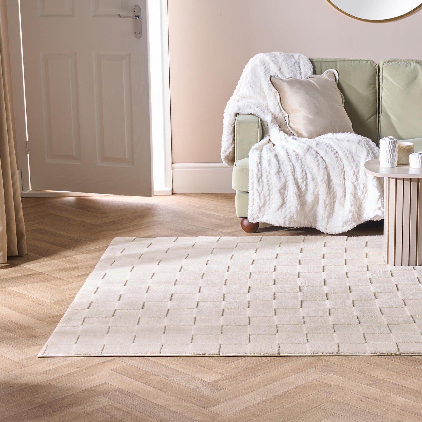 OHS Checkerboard Rug Non Slip Soft Modern Carpet Living Room Bedroom