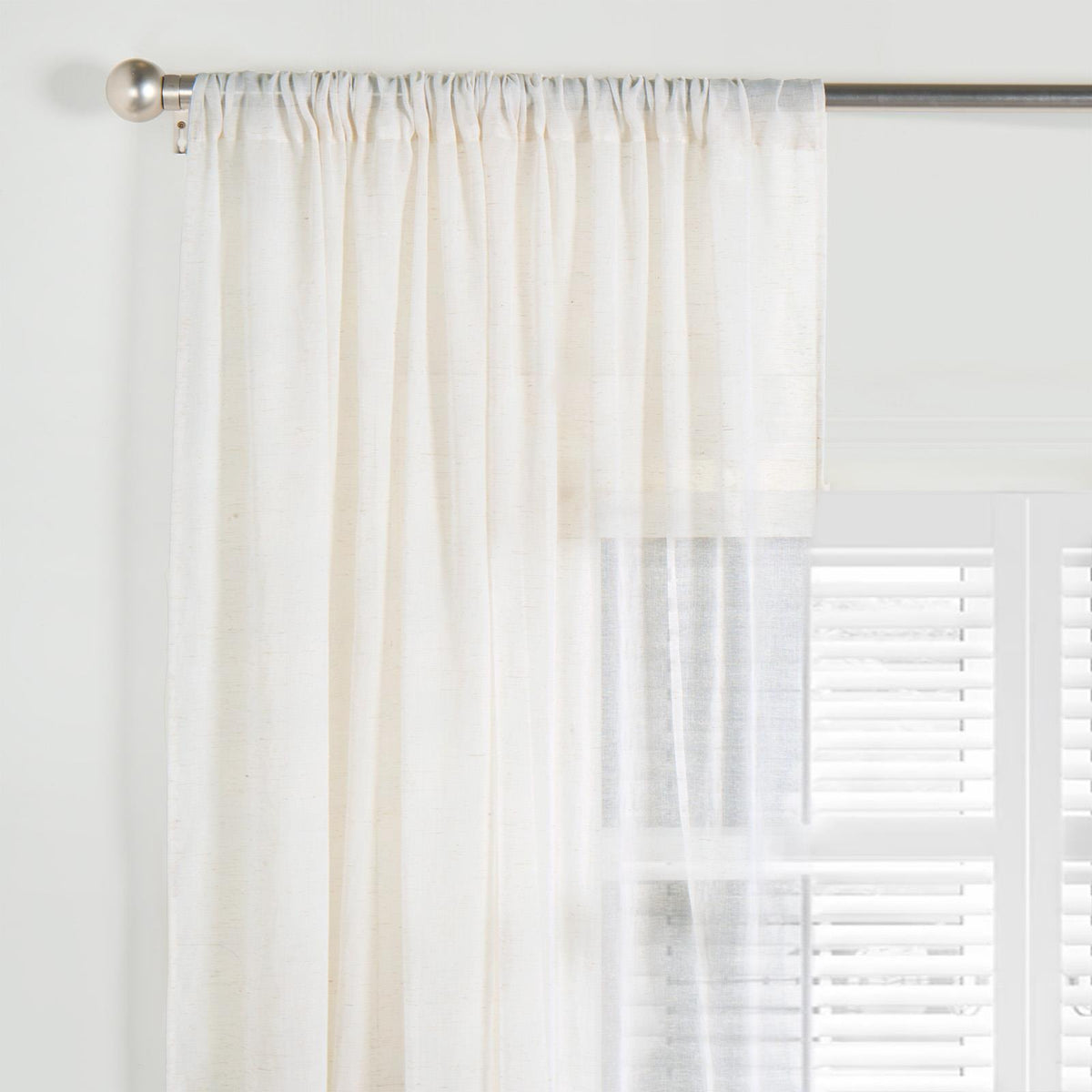 OHS Linen Look Voile Net Curtains 2 Panels Rod Slot Top Pair Home Set 55x87