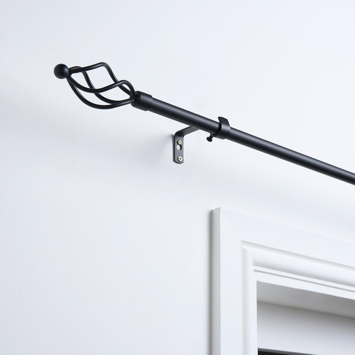 OHS 120-200cm Curtain Pole Extendable Metal 16mm Ball Trumpet Twist Finnials