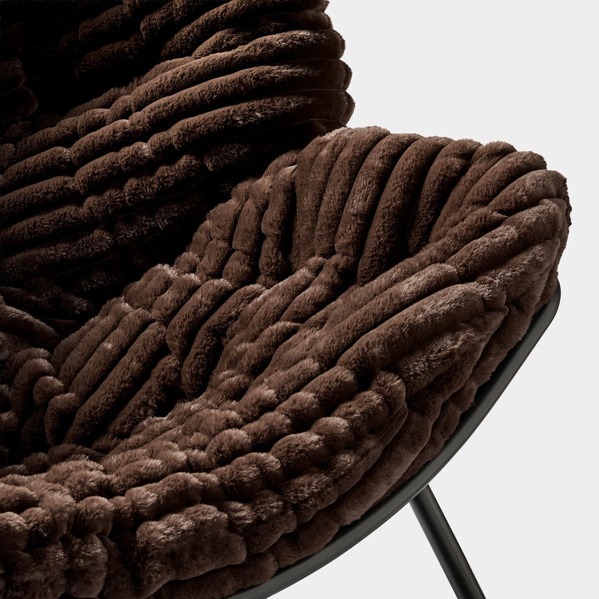 OHS Rocking Chair Ribbed or Smooth Faux Fur Upholstered Metal Frame Cushioned