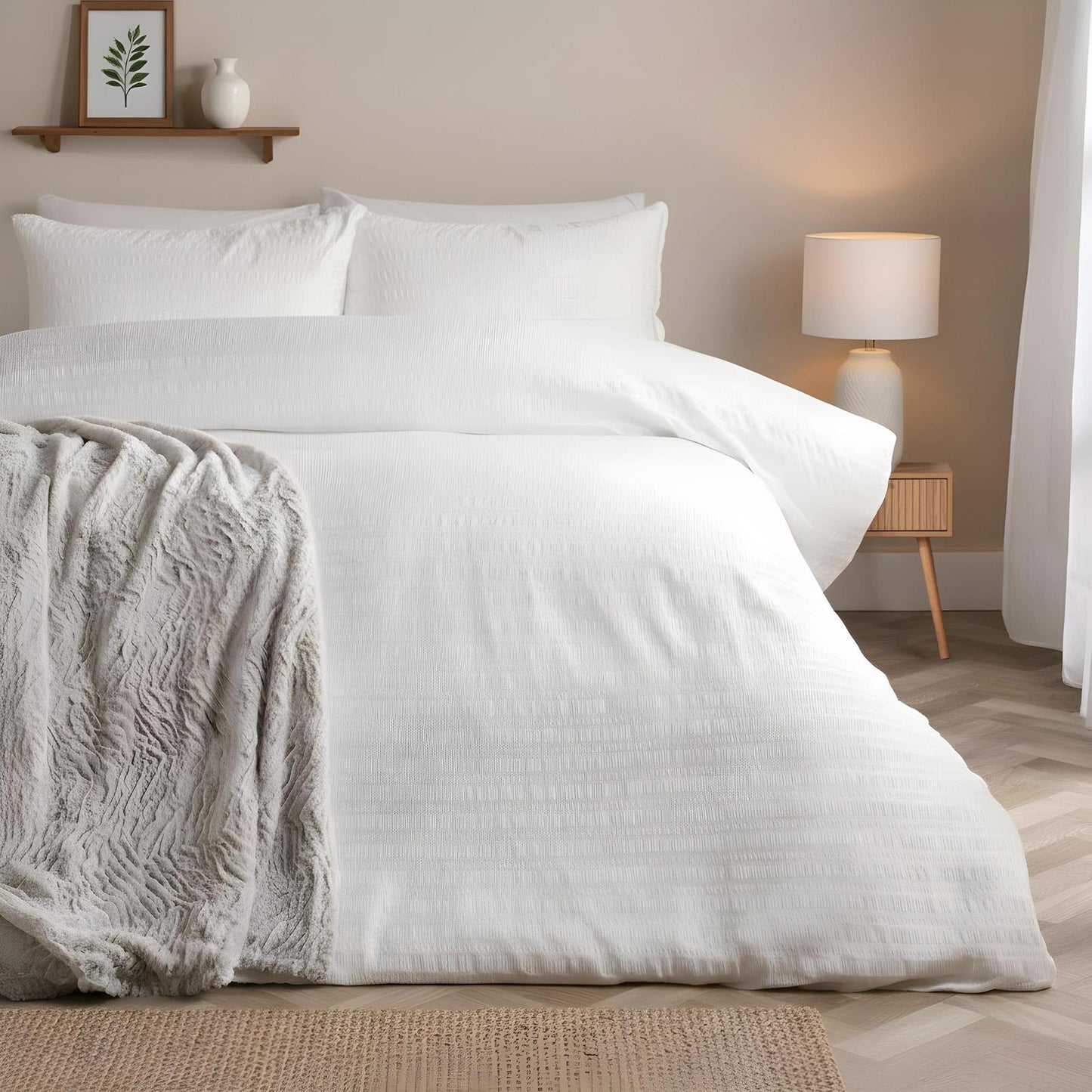 OHS Embossed Bedding Set Textured Duvet Cover with Pillowcase
