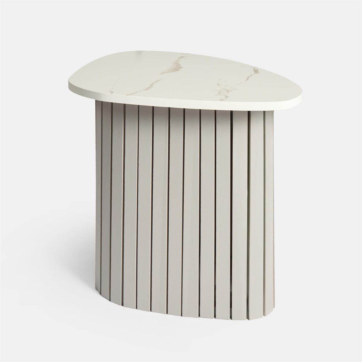 OHS Madison Side Table Ribbed Wood Effect Corner Bedside Coffee Table