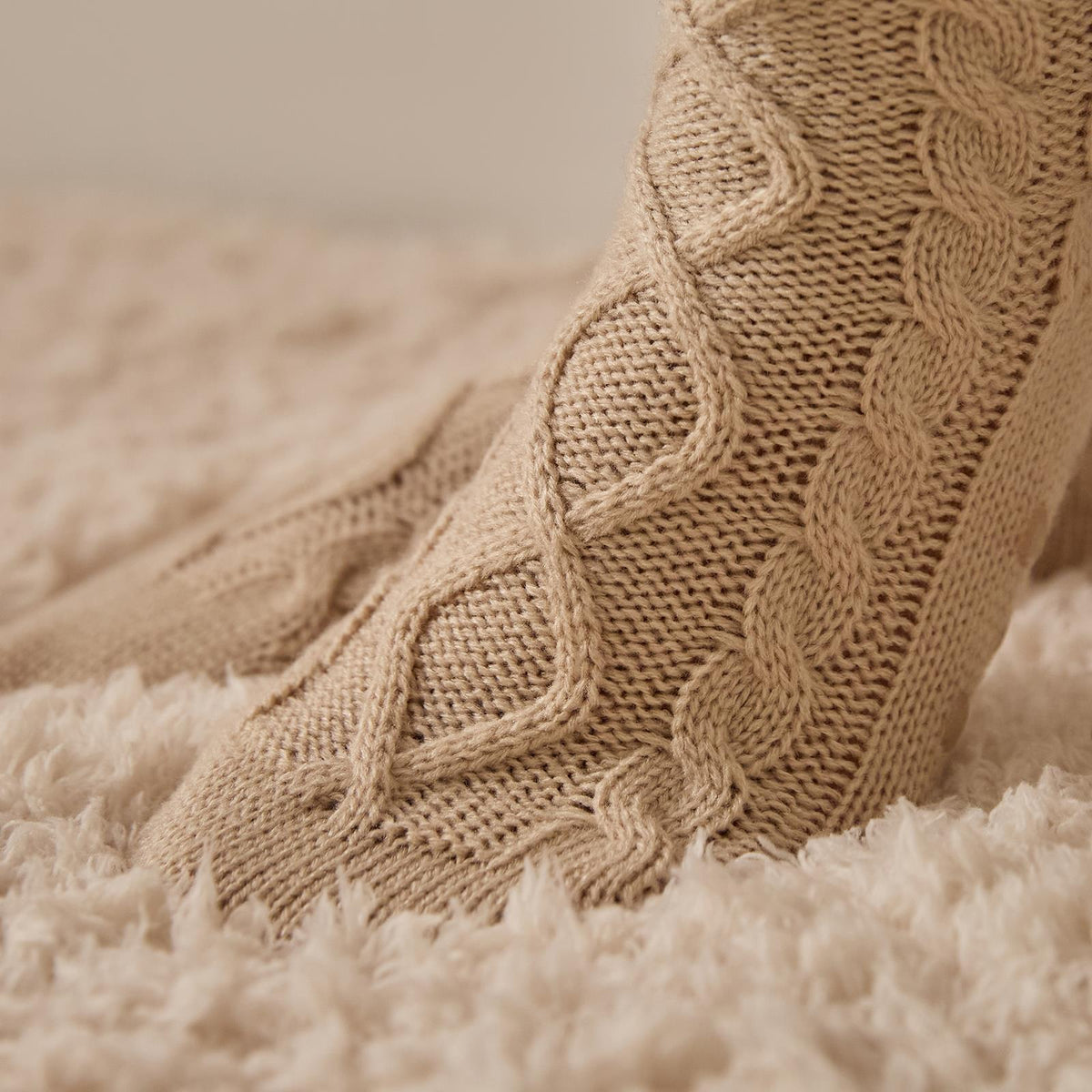 OHS Cable Knit Socks Womens Non Slip Warm Indoor Lounge Sock Slipper