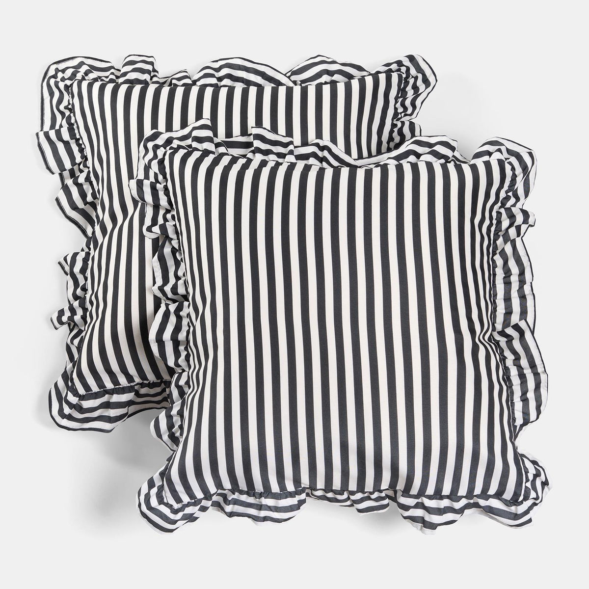 OHS Stripe Frill Cushion Covers Microfibre Square Pillowcases Home Decor