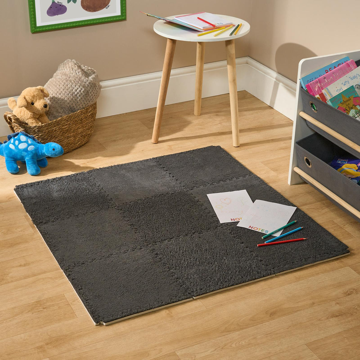 OHS Interlocking Foam Floor Tiles Teddy Fleece Soft Kids Play Mat Carpet Yoga