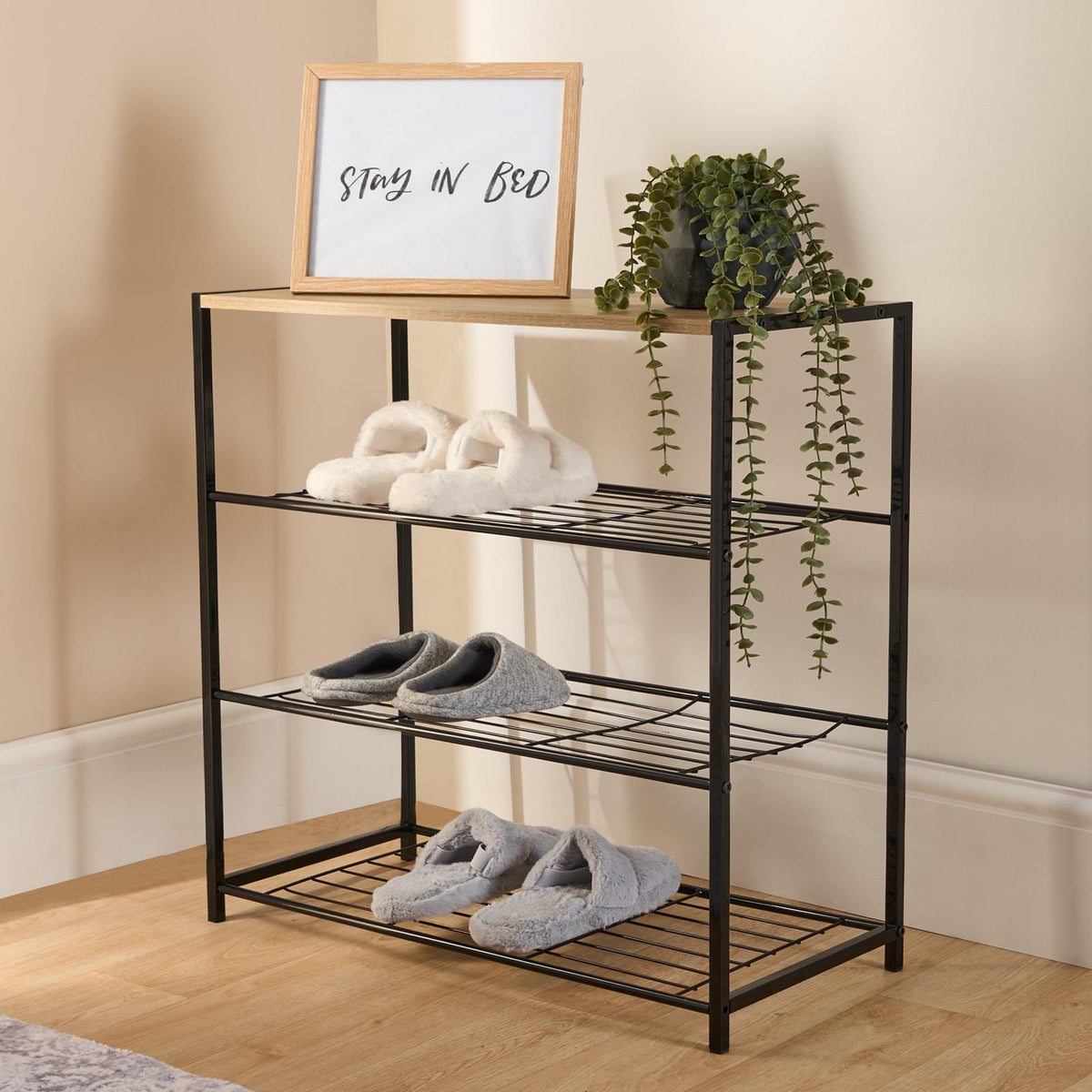 OHS Manhattan Shelf Storage 4 Tier Shoe Organiser Unit Hallway Office Home