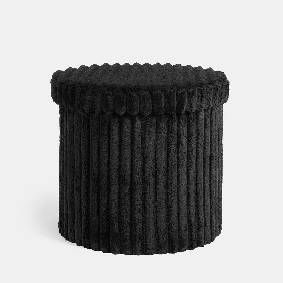 OHS Storage Box Lid Ottoman Folding Ribbed Fleece Footstool Tub Seat