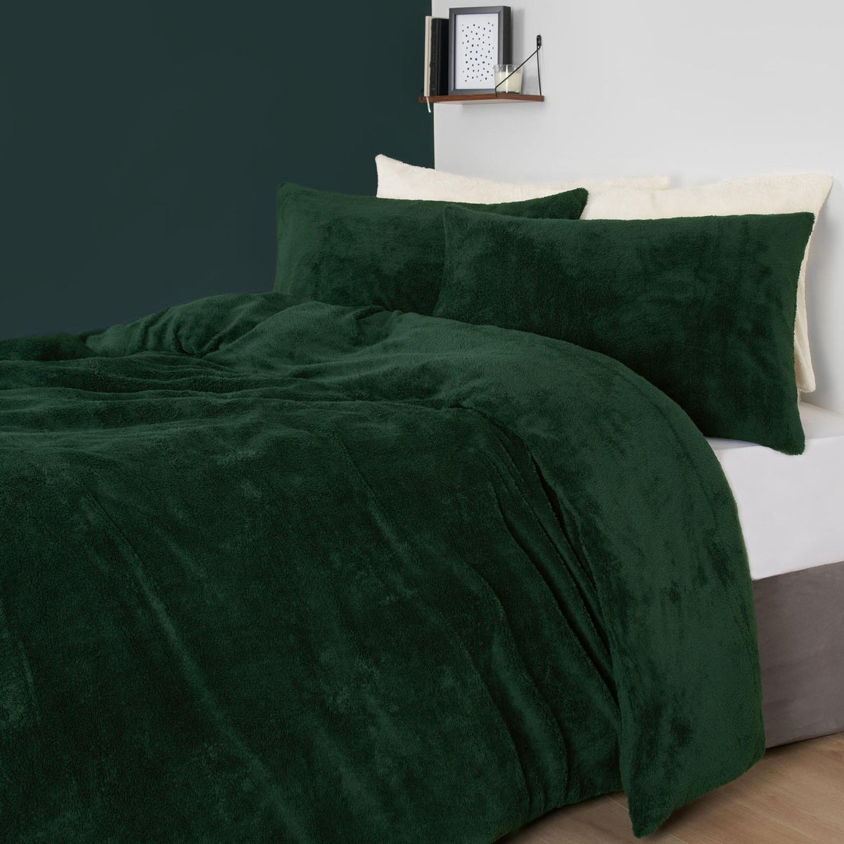 OHS Teddy Fleece Duvet Cover with Pillow Case Thermal Warm Bedding Set