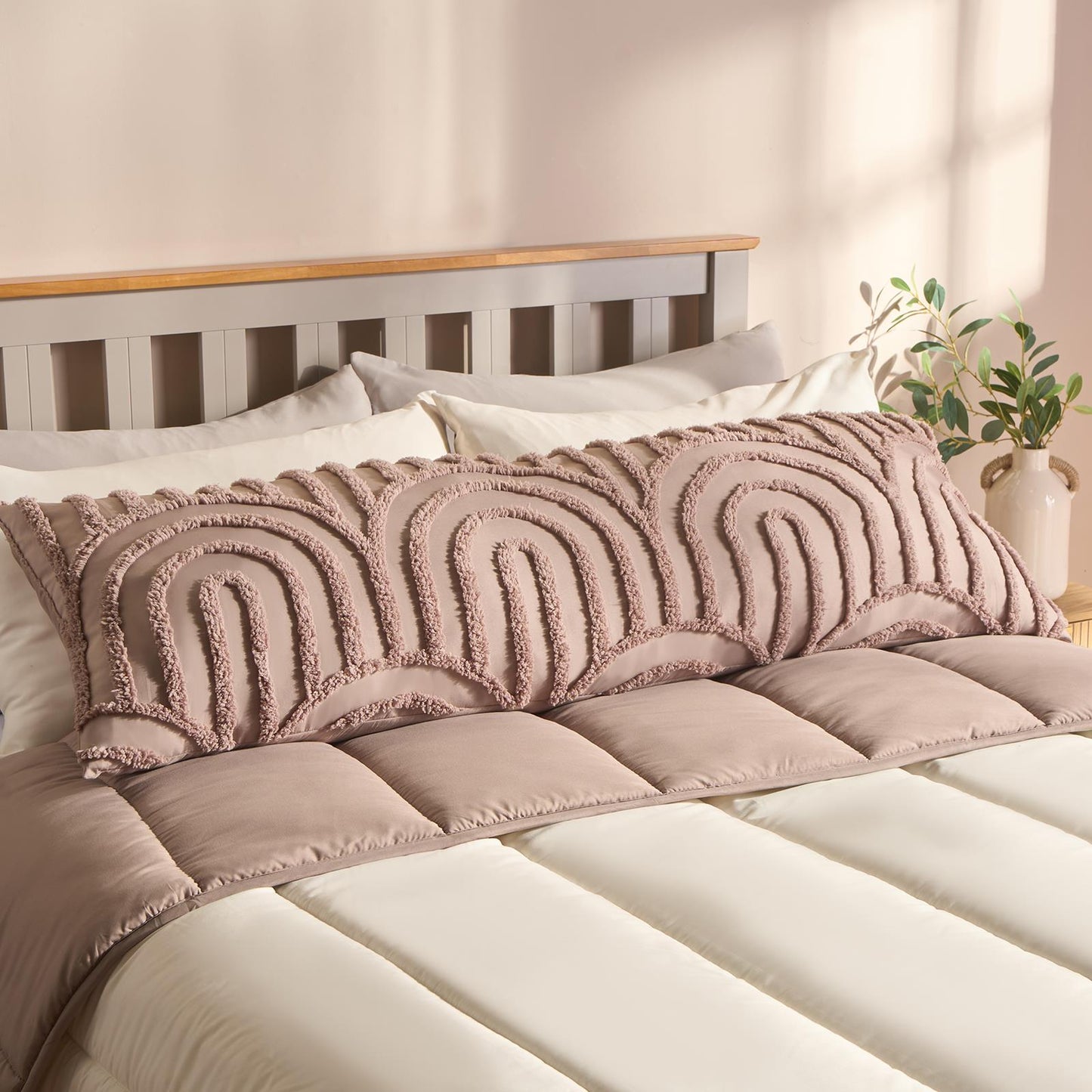 OHS Tufted Arches Bolster Cushion Fleece Soft Maternity Support Filled Pillow