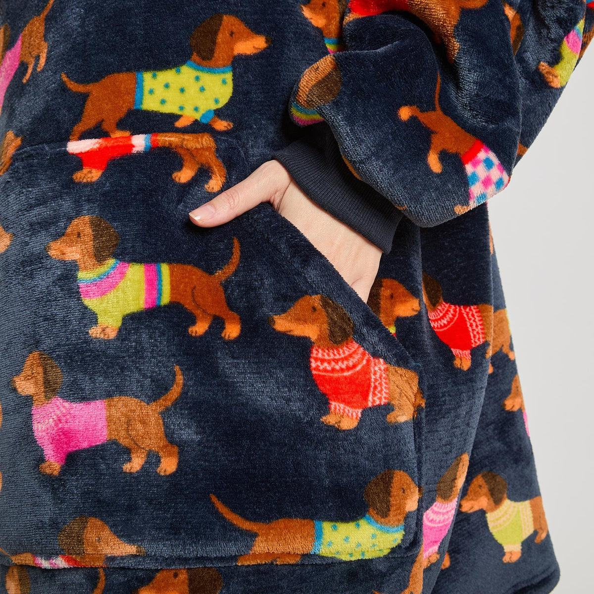 OHS Pet Prints Hoodie Blanket Sherpa Lined Fleece Wearable Throw Thermal
