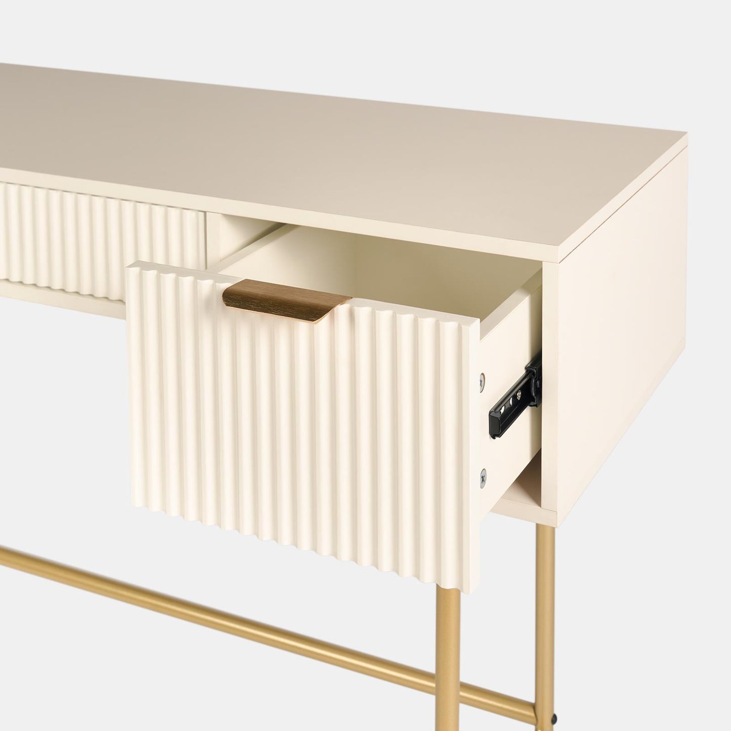OHS Ribbed Dressing Table Engineered Wood Makeup Vanity Desk with 3 Drawers