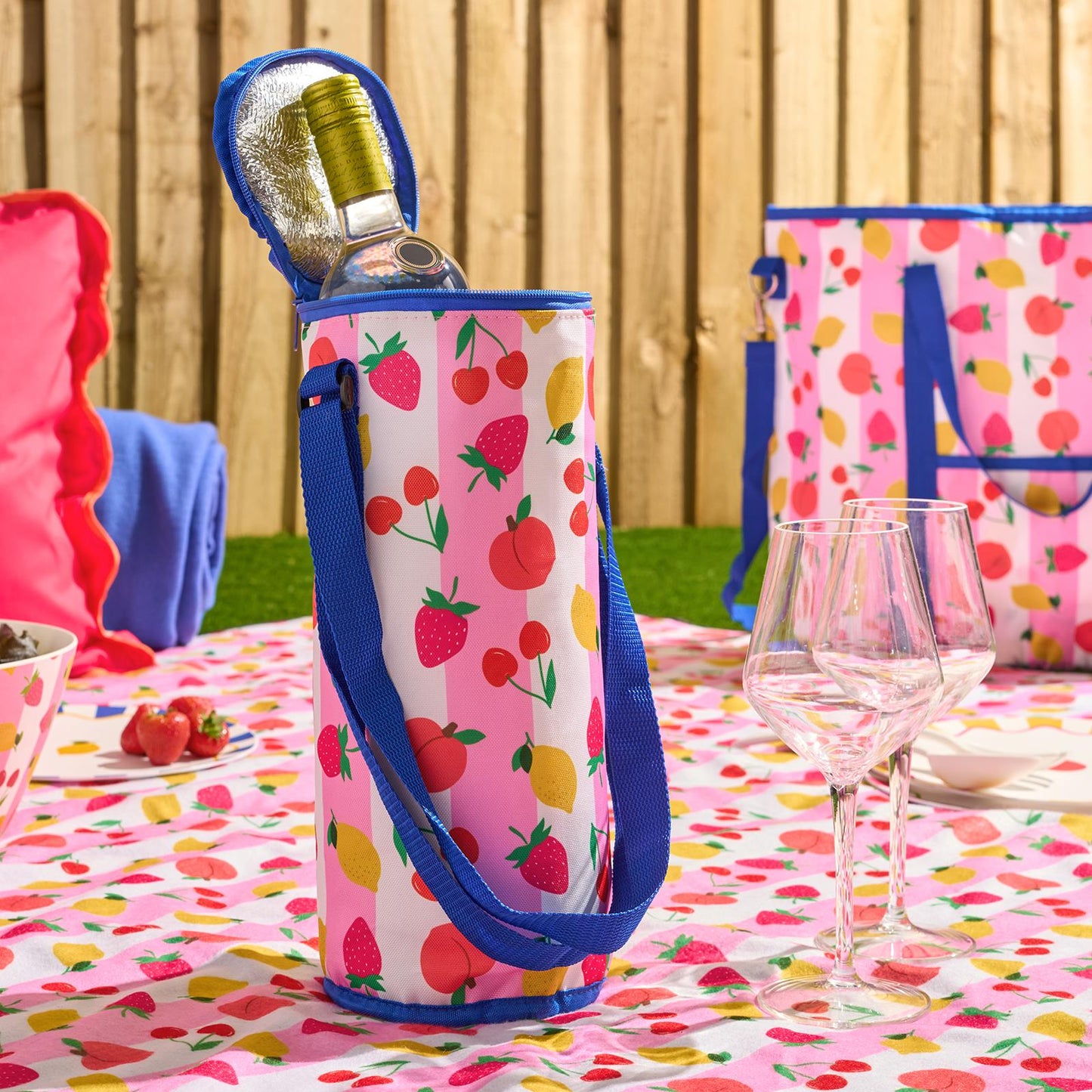 OHS Printed Picnicware Wine Cooler OR Picnic Blanket OR Bag Plates Bowls Glasses