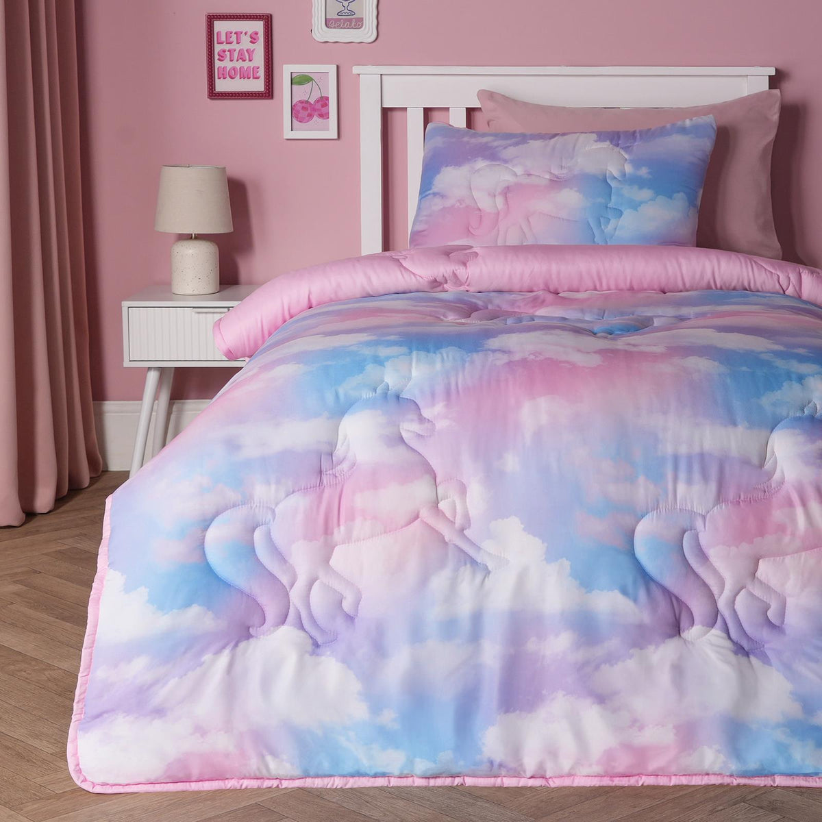 OHS Unicorn 7.5 Tog Coverless Duvet with Pillowcase Tie Dye Winter Bedding Set
