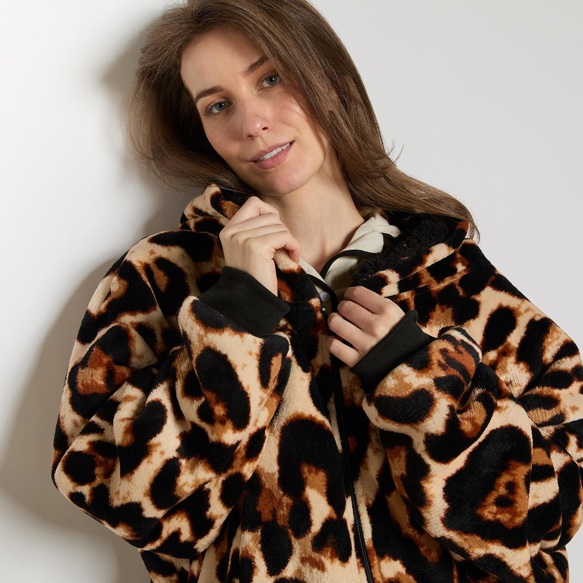 OHS Zip Up Hoodie Blanket Oversized Sherpa Fleece Thermal Sweatshirt Jumper