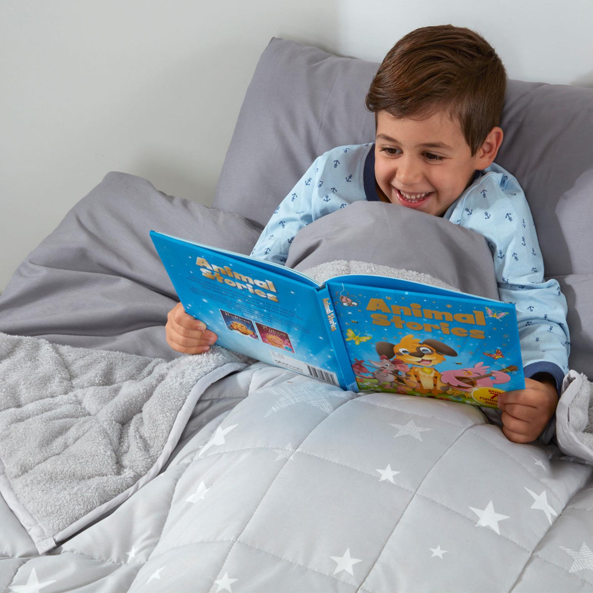 OHS Kids Teddy Fleece Weighted Blanket Printed Sleep Therapy Anxiety Throw