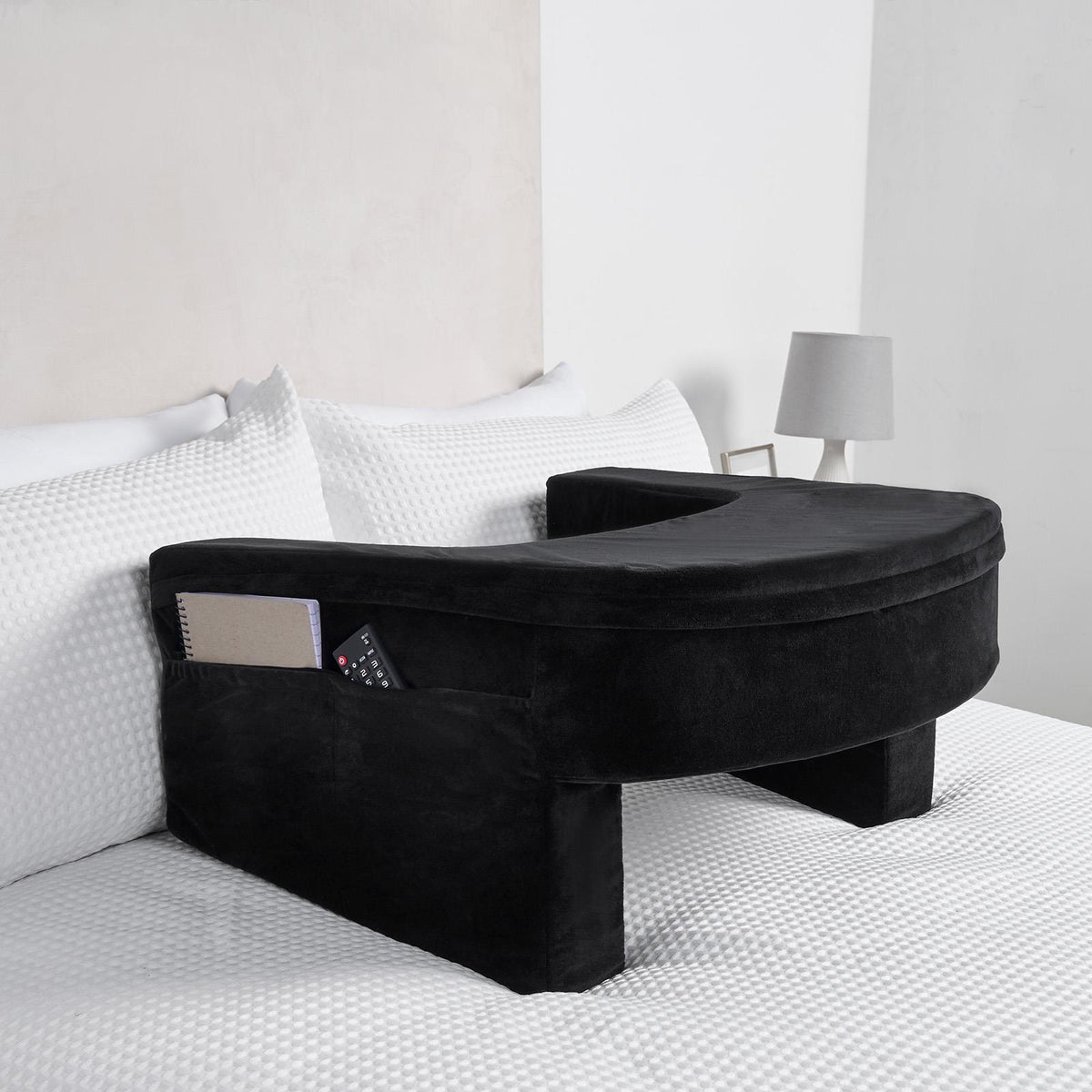 OHS Gaming Lap Pillow Cushion Matte Velvet Filled Laptop Table Tray with Pockets