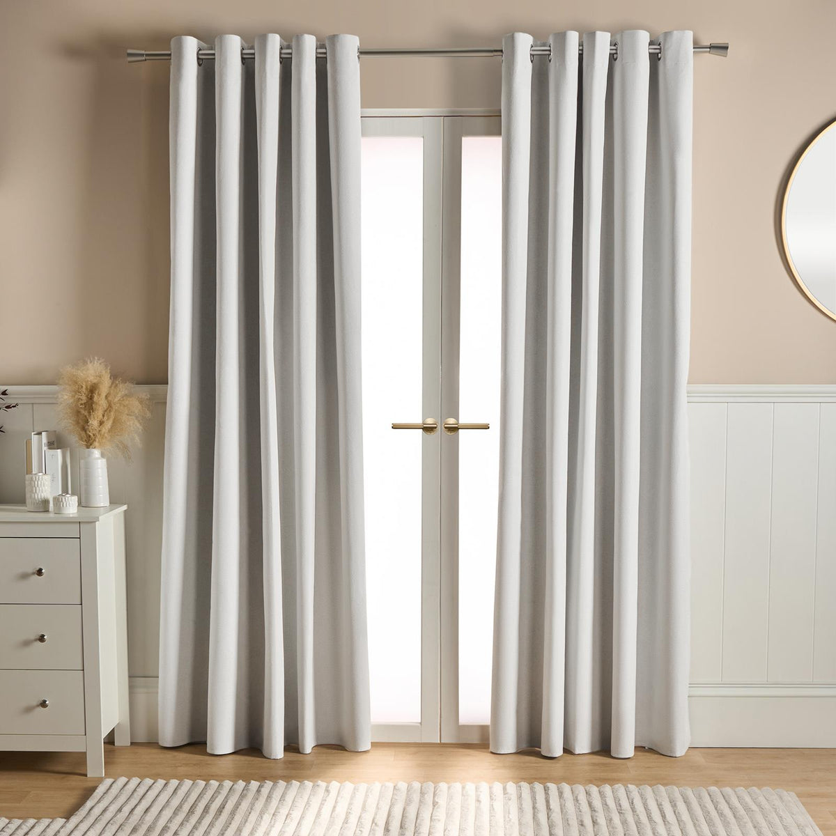 OHS Eyelet Blackout Curtains Woven Ready Made Ring Top Thermal Texture Thick
