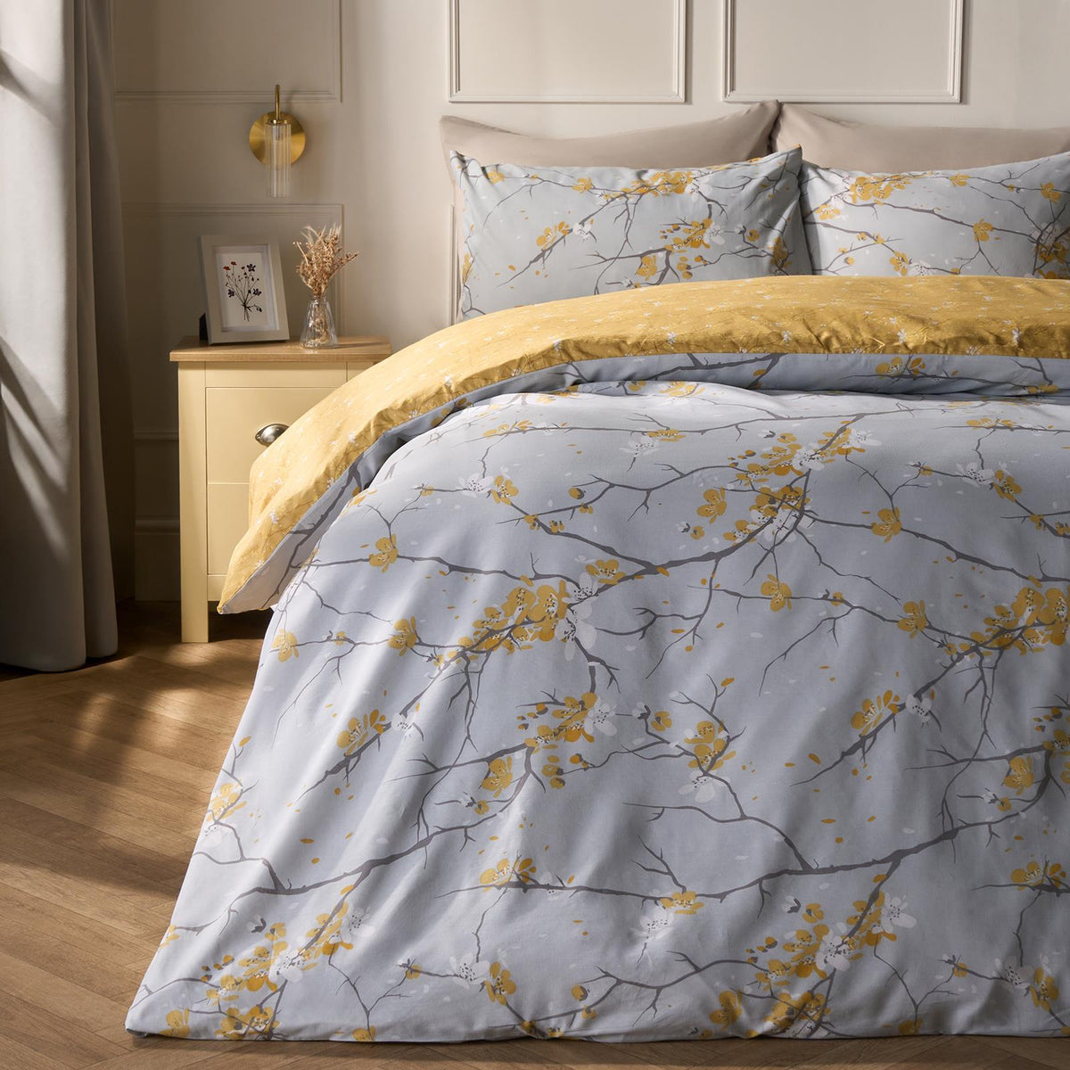 OHS Spring Blossoms Duvet Cover with Pillowcases Bedding Set Blush Ochre