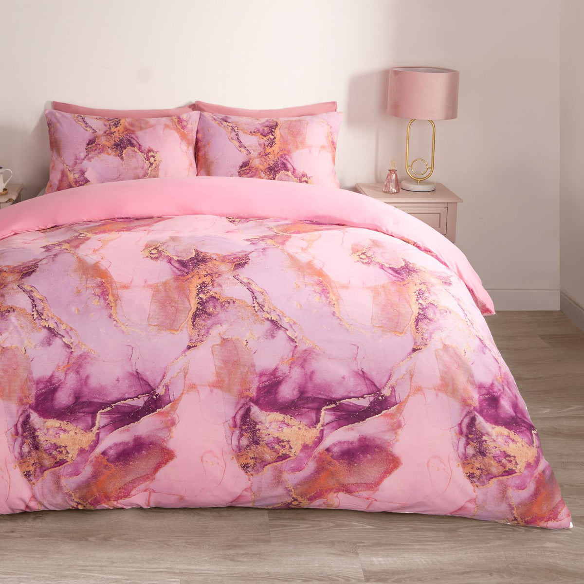 OHS Marble Bedding Set Reversible Duvet Cover with Pillowcase Single Double King