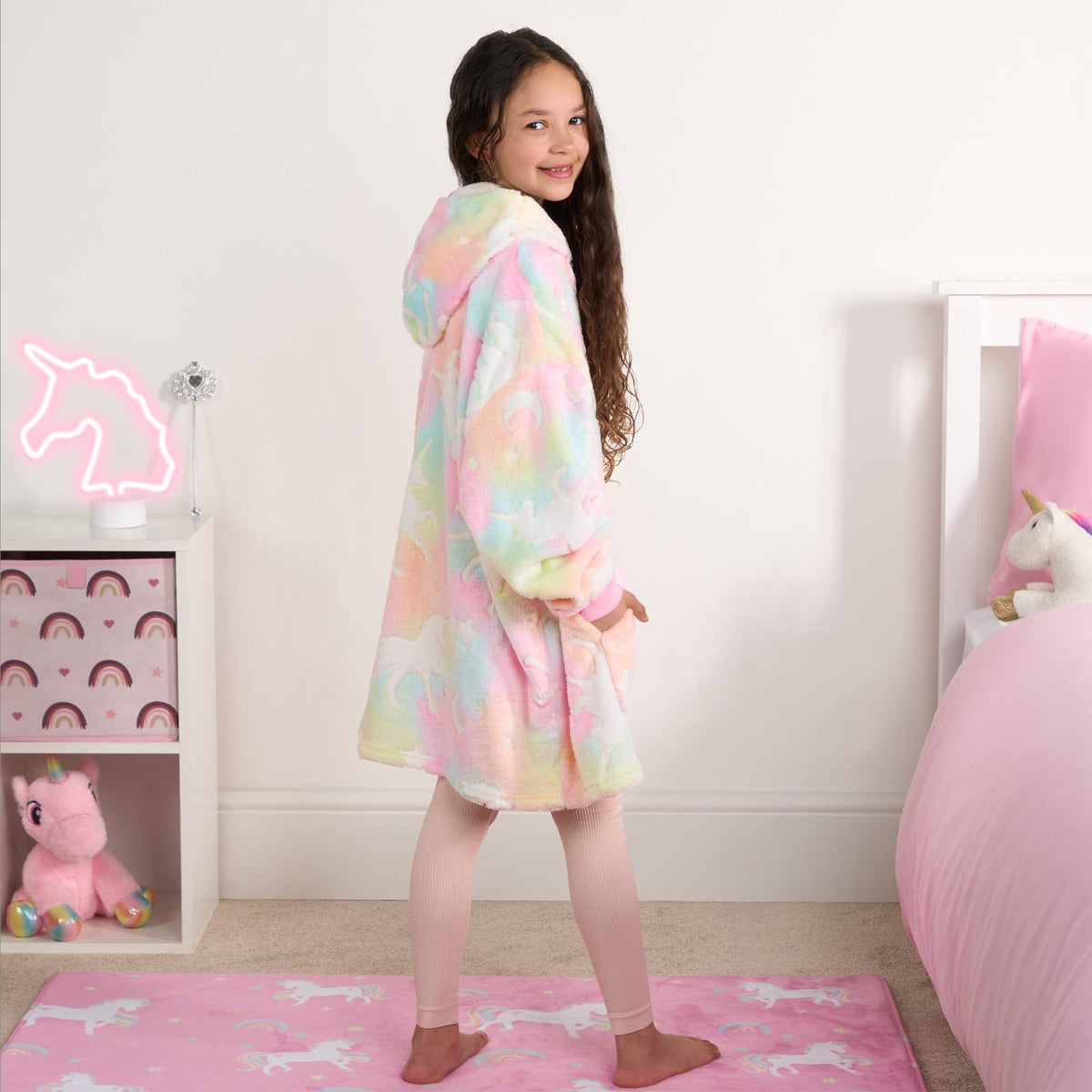 Kids Hoodie Blanket Oversized Sherpa Fleece Jumper Sweatshirt Soft Warm Throw