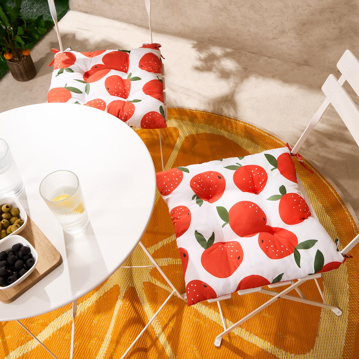 OHS Seat Pads 2 Water Resistant Outdoor Cushions Garden Chair Covers Ties