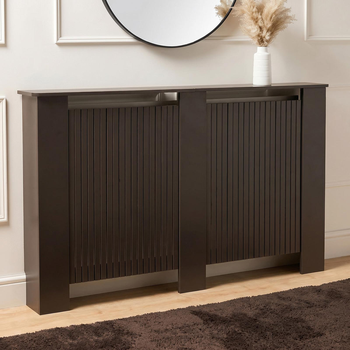 OHS Ribbed Radiator Cover Slatted Engineered Wood Side Board S M L Cabinet Shelf