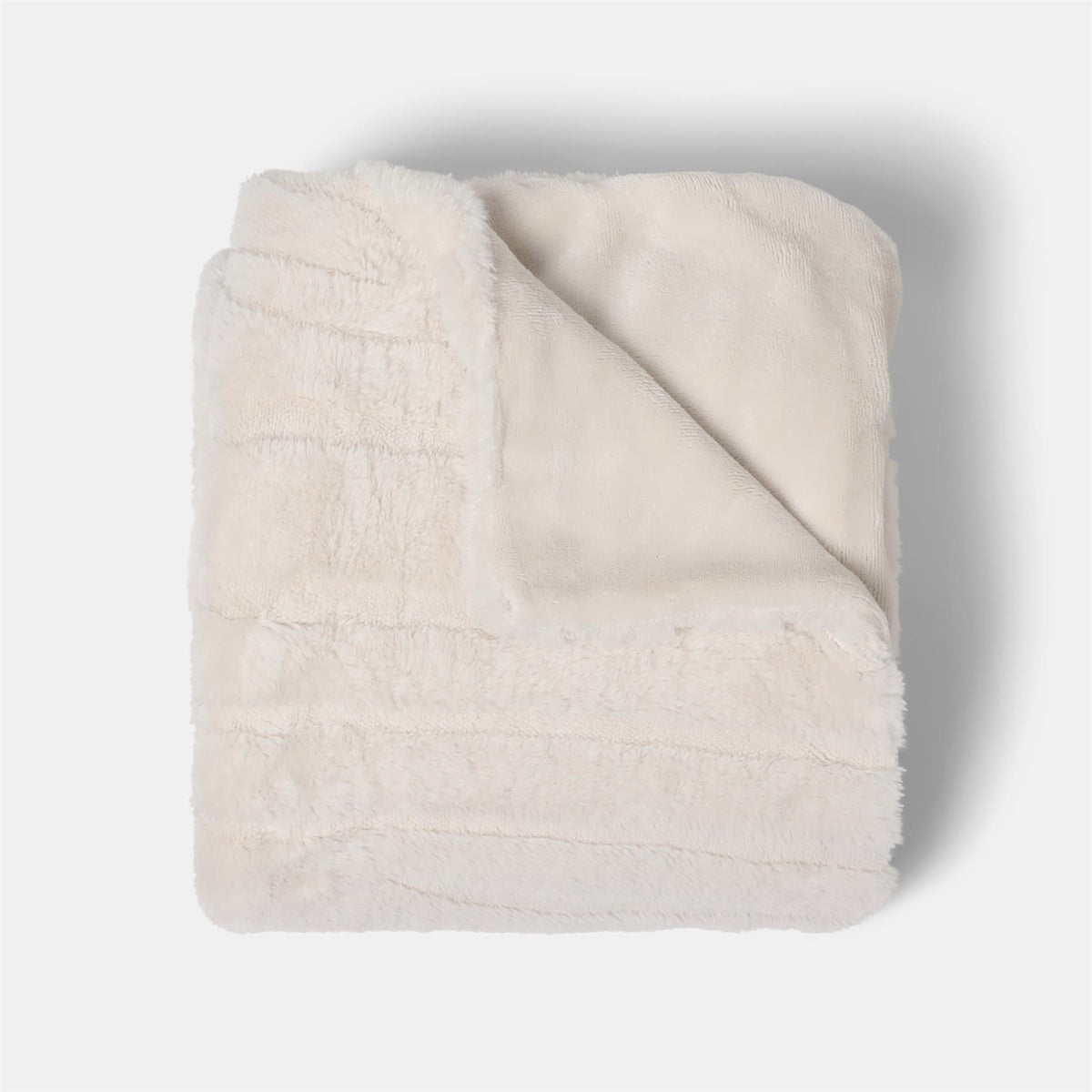 OHS Faux Fur Ribbed Fleece Throw Over Bed Blanket Supersoft, Green - 150 x 200cm
