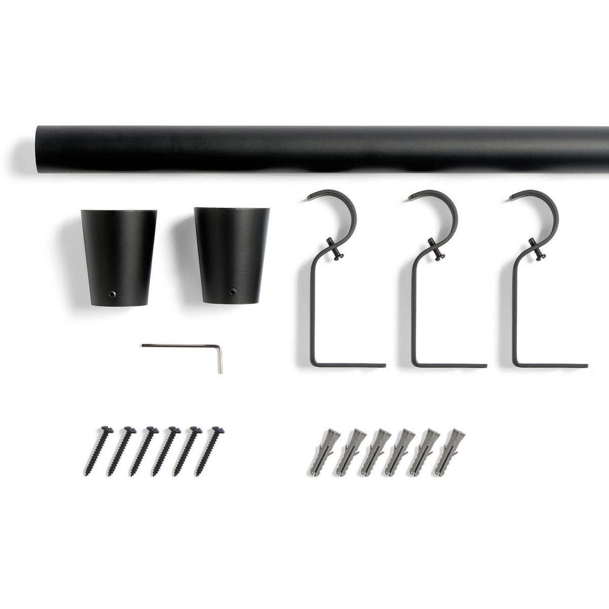 OHS 120-200cm Curtain Pole Extendable Metal 28mm Ball Trumpet Twist Finnials