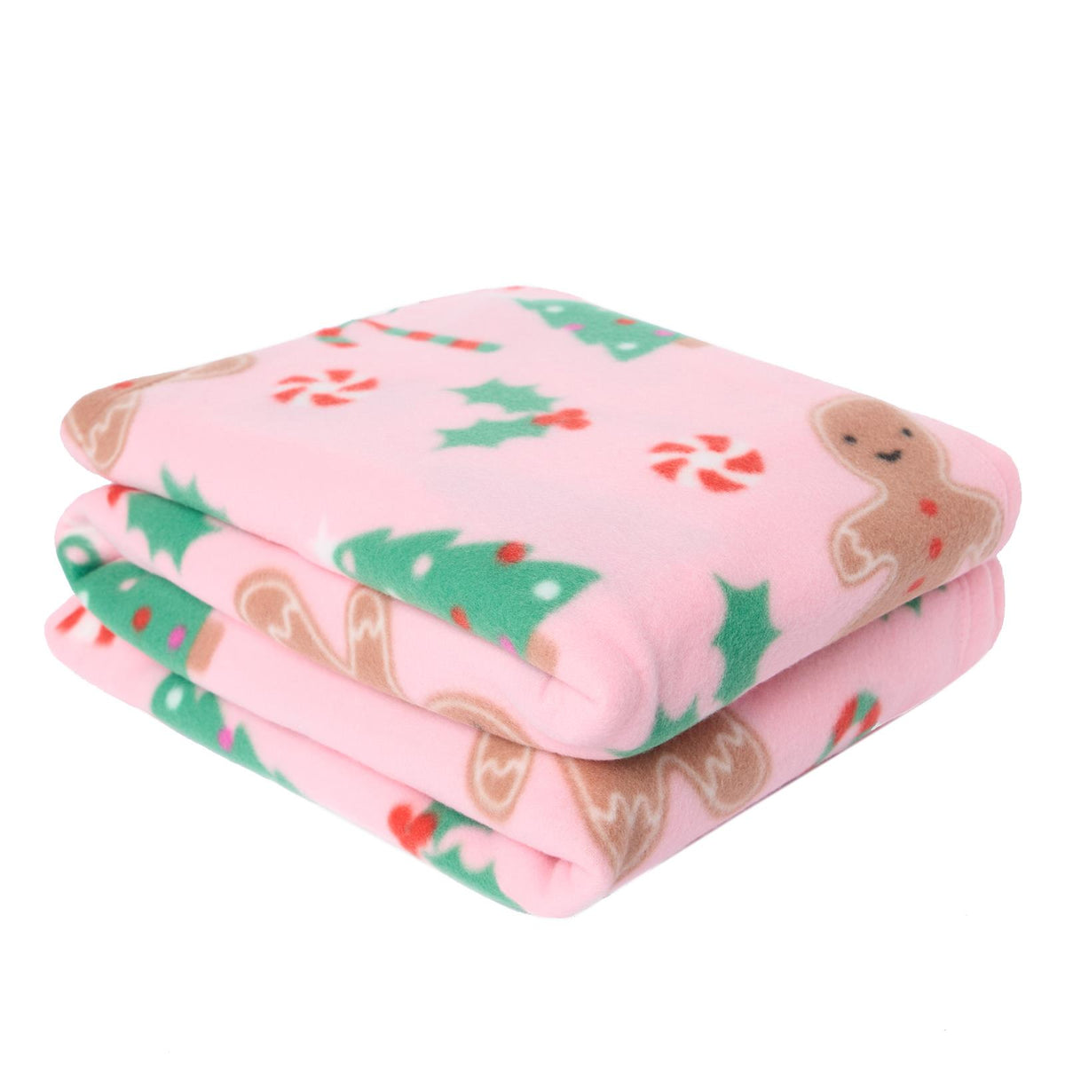 OHS Xmas Throw Blanket Gingerbread Man Soft Warm Travel Foldable Blanket