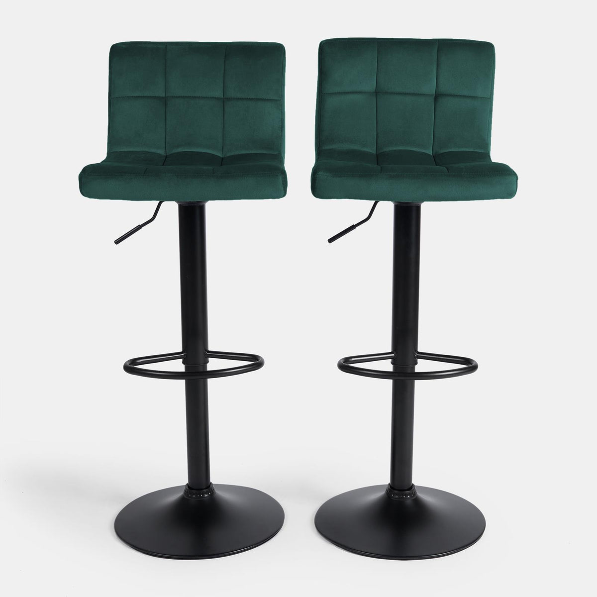 Adjustable Bar Stools x 2 Velvet Swivel Pub Seat Kitchen Breakfast Counter Chair