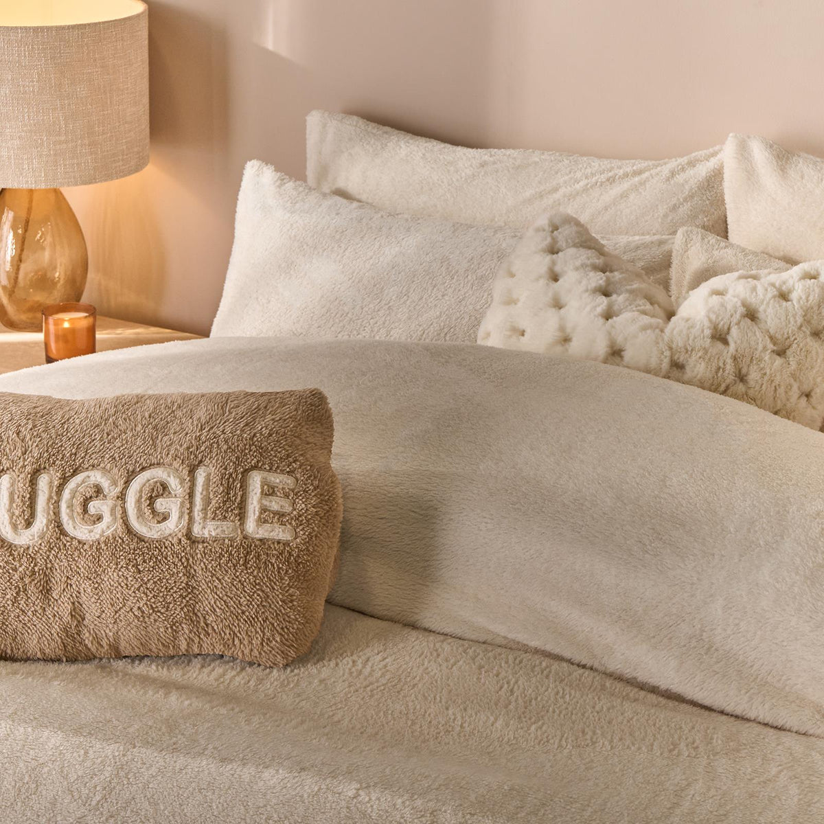 OHS Teddy Fleece Duvet Cover with Pillow Case Thermal Warm Bedding Set