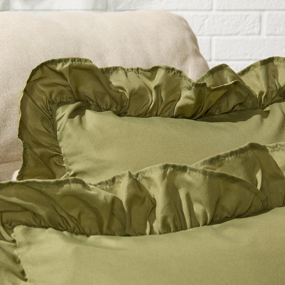 OHS Frill Cushion Covers Faux Linen Soft Square Pillowcases Home Decor Multipack