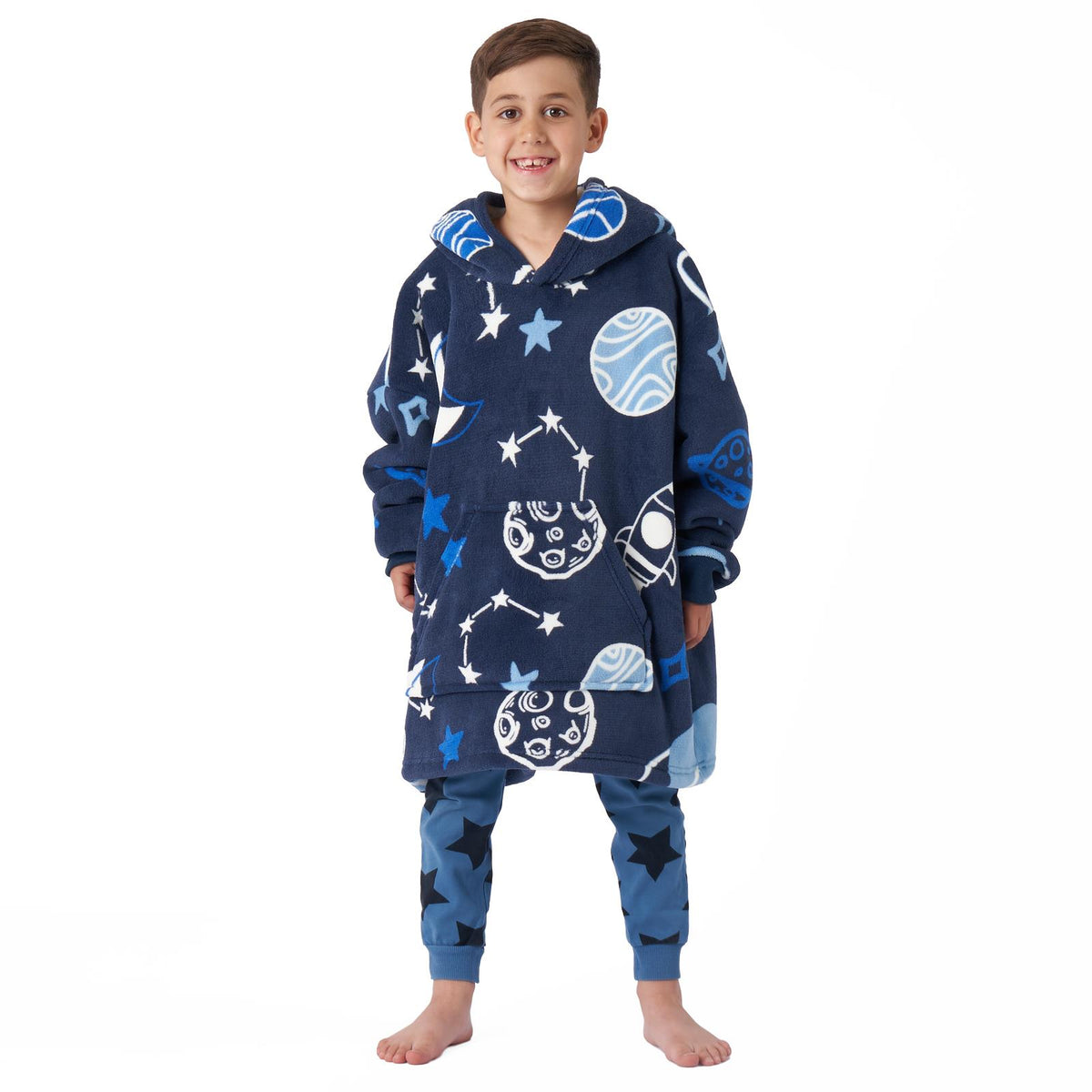 Kids Hoodie Blanket Oversized Sherpa Fleece Jumper Sweatshirt Soft Warm Throw