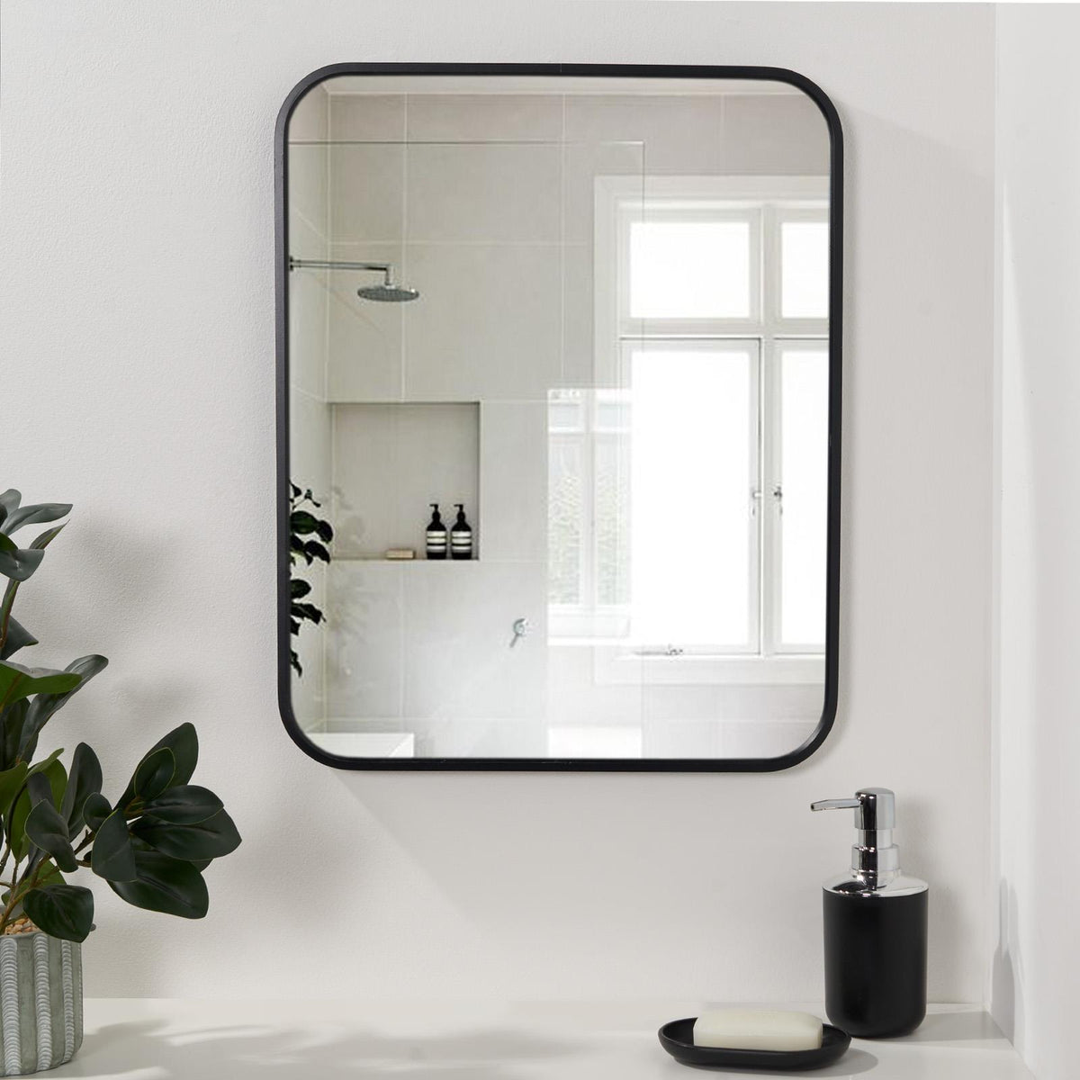 OHS Bathroom Mirror Metal Framed Vanity Wall Mounted Shower Home Decor