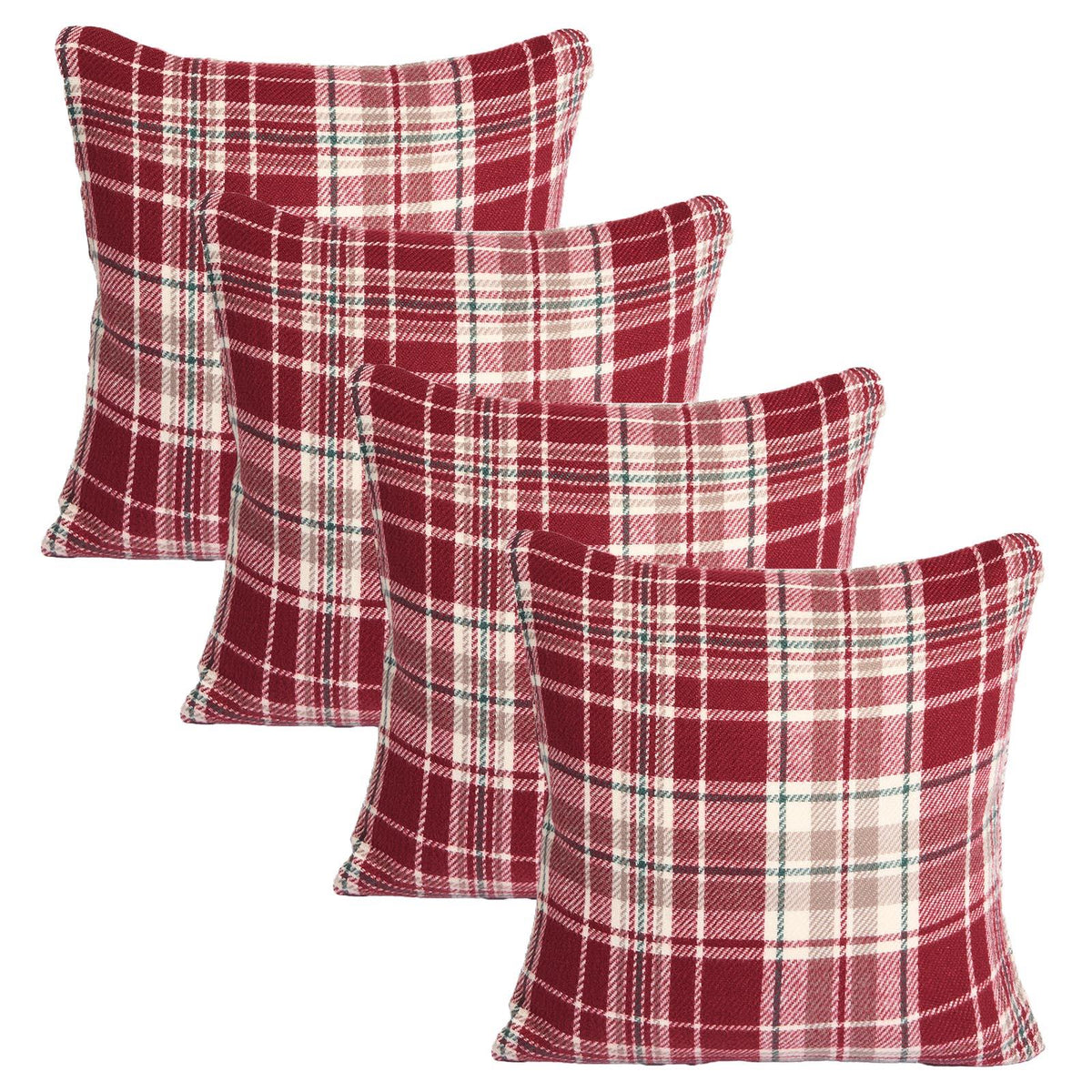 Woven Check Cushion Covers Tartan Pack of 2/4 Filled Case Pad Set 18" x 18" Home