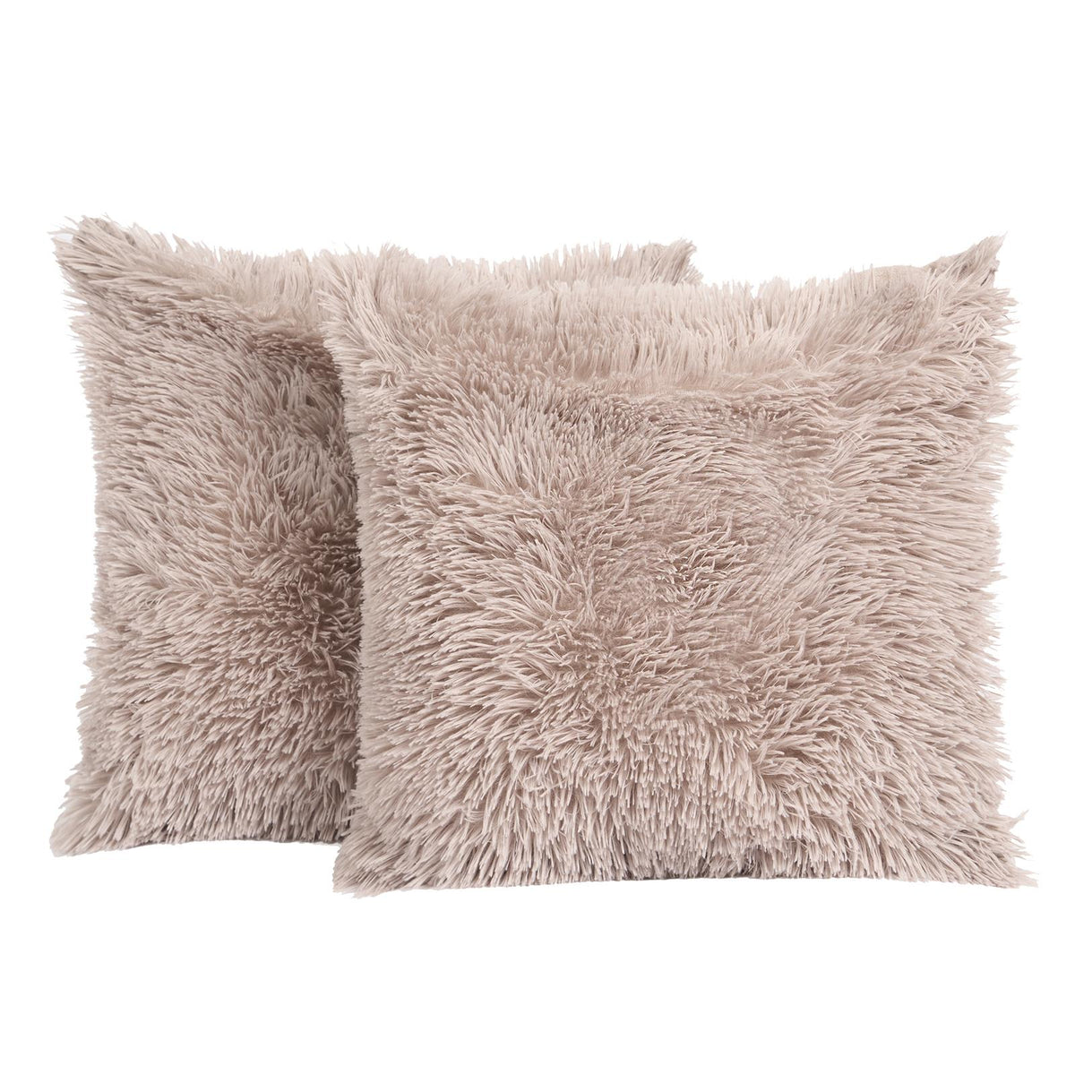 OHS Fluffy Cushion Covers 2 Pack Soft Fleece Square Pillowcases Home Decor