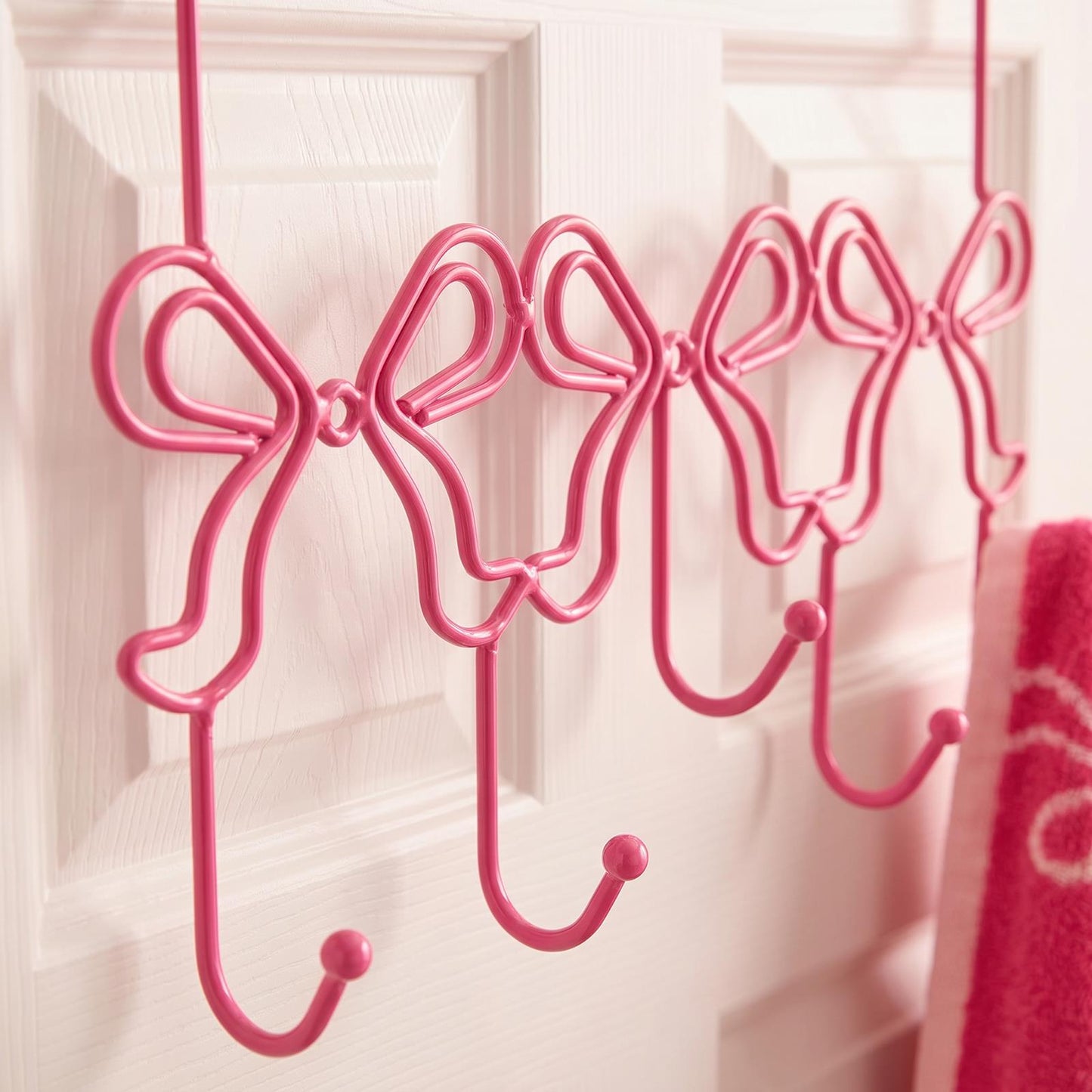OHS Bows Over the Door Hook Hanger 5 Hooks Metal Coats Towel Rack