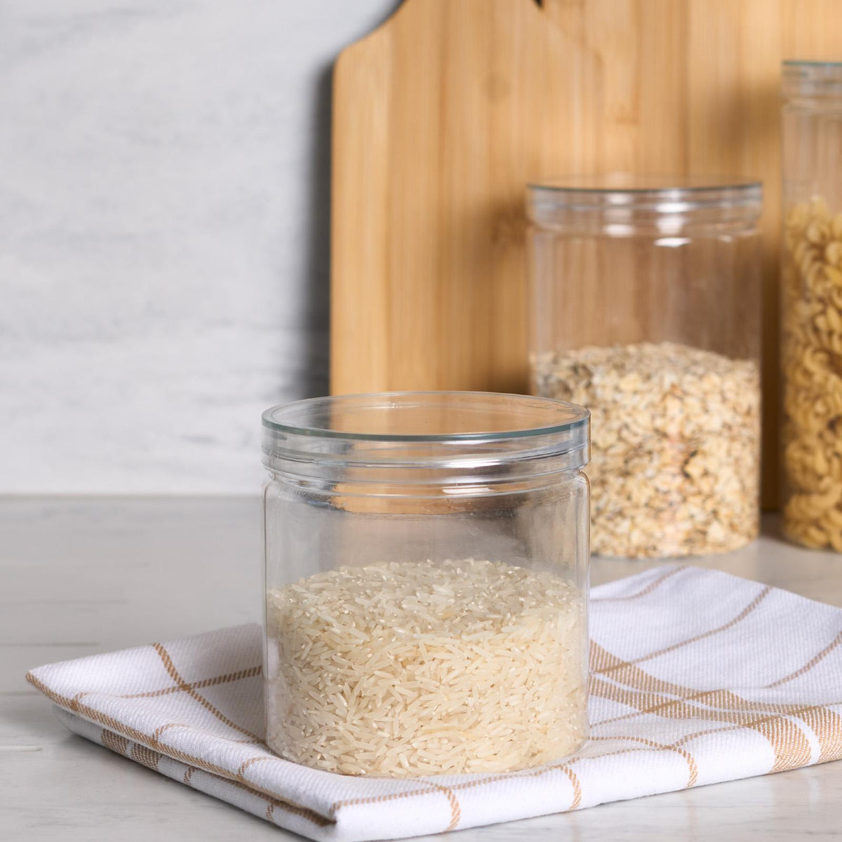Storage Jar Round Plastic Food Organiser Tea Coffee Sugar Holder Tub Kitchen Pot