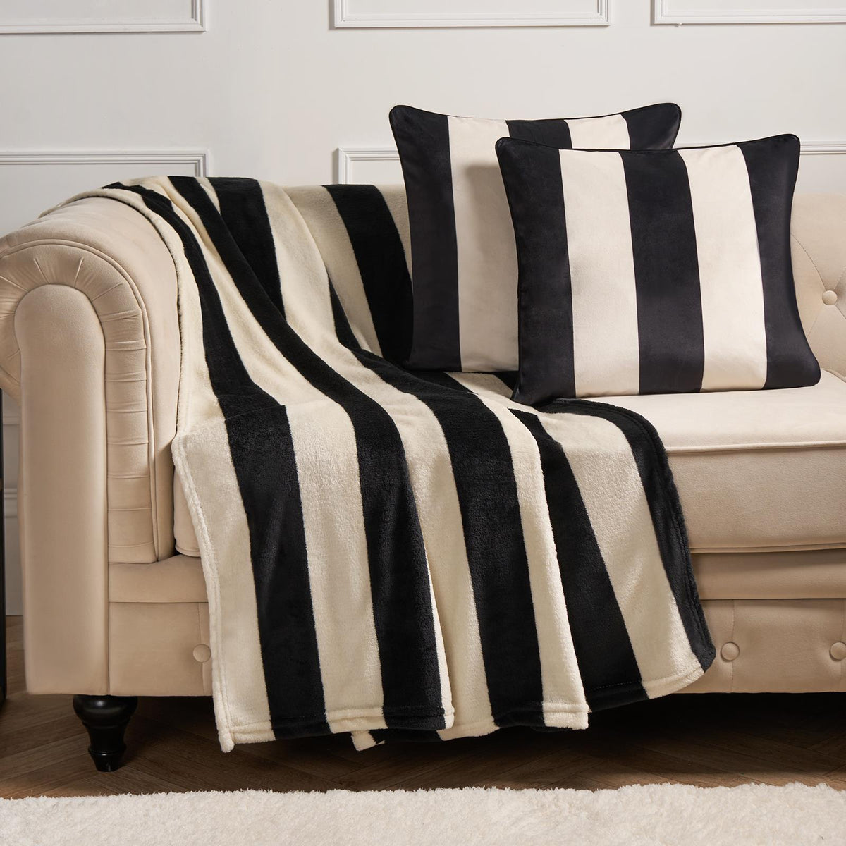 Stripe Fleece Throw Over Bedspread Ultra Soft Warm Sofa Bed Blanket Travel Plush
