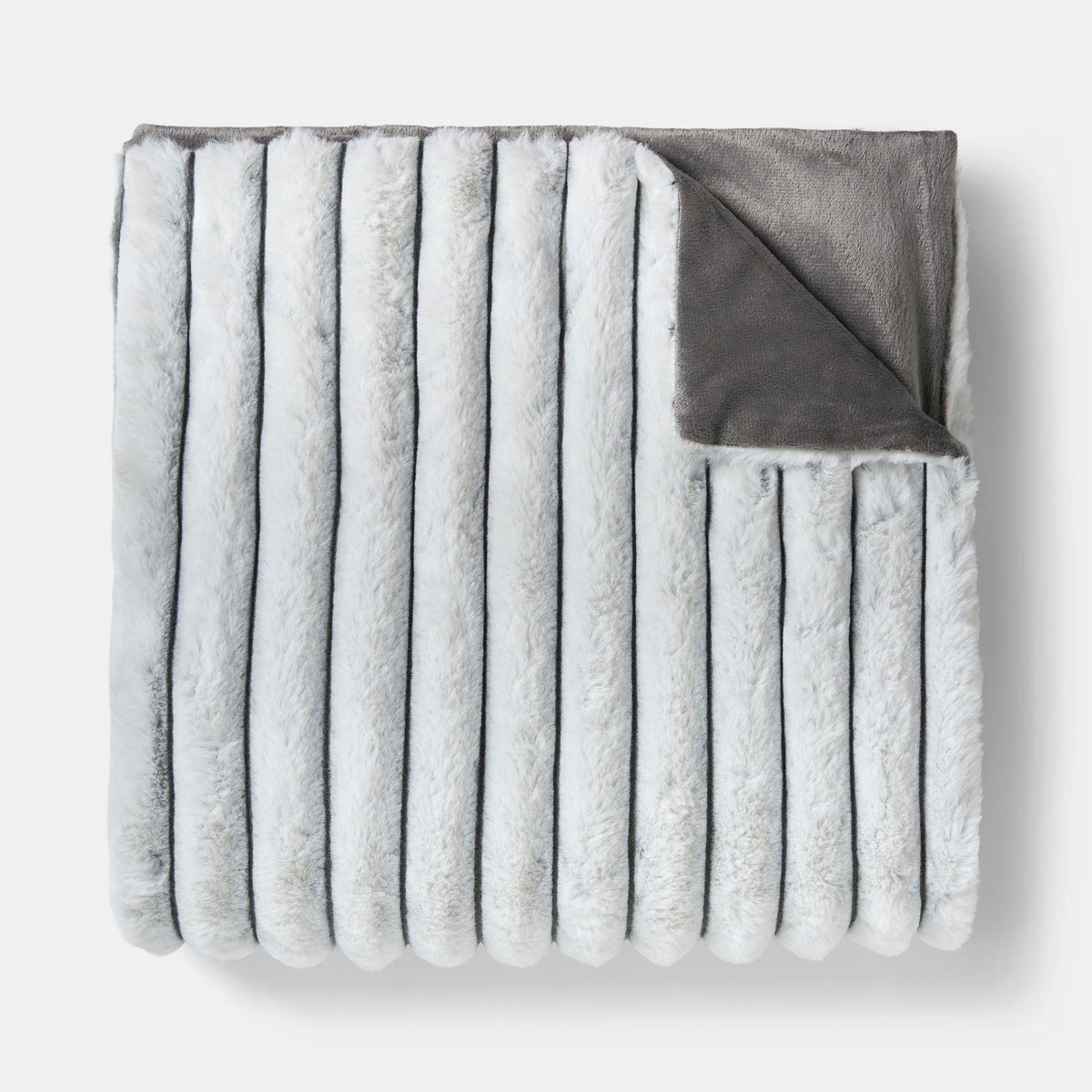 OHS Faux Fur Ribbed Fleece Throw Over Bed Blanket Warm Supersoft