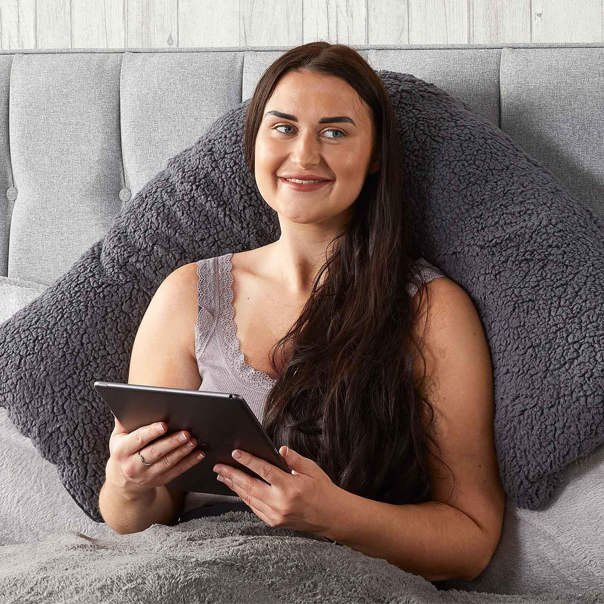 Teddy Fleece V Shaped Pillow Body Neck Support Pregnancy Orthopaedic Cushion