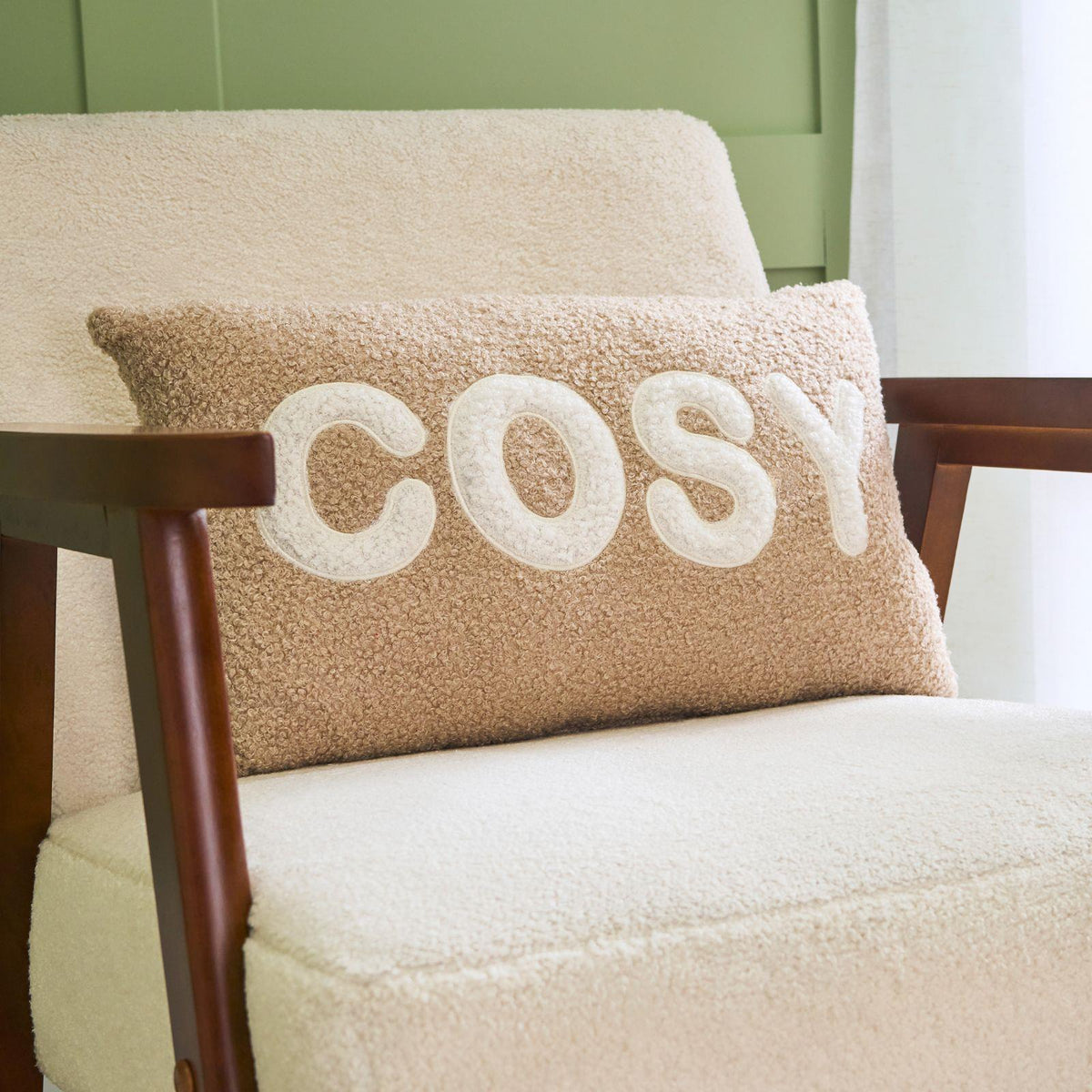 OHS Slogan Scatter Pillow Soft Boucle Sofa Bed Decor Filled Cushion Back Support